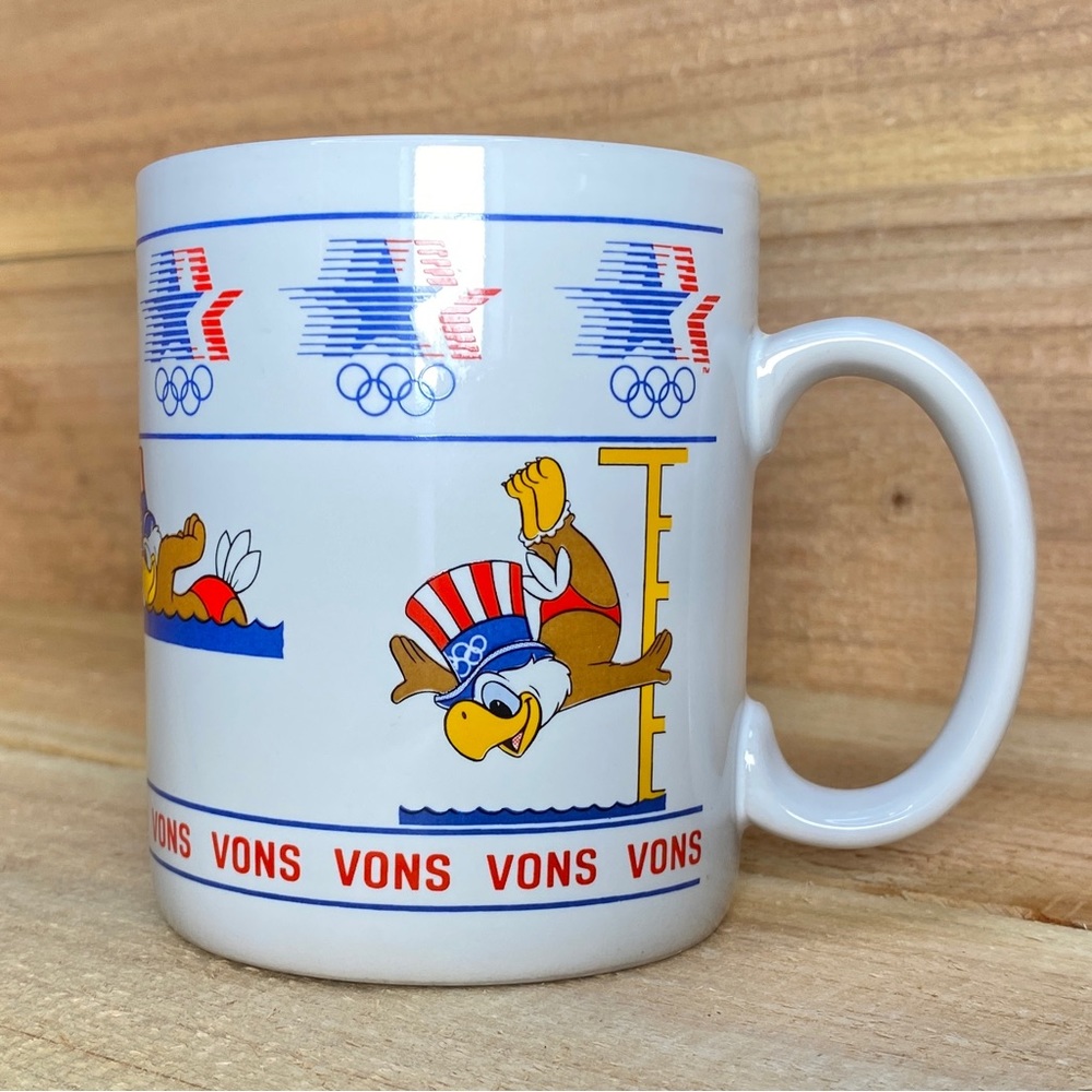 1984 Los Angeles LA Olympics Mug with Sam the Olympic Eagle Swimming Diving Vons
